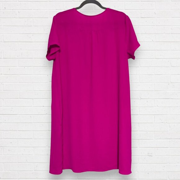 LUSH Hailey Crepe Hot Pink Classic Shift Short Sleeve A-Line Everywhere Dress XL - Picture 2 of 5